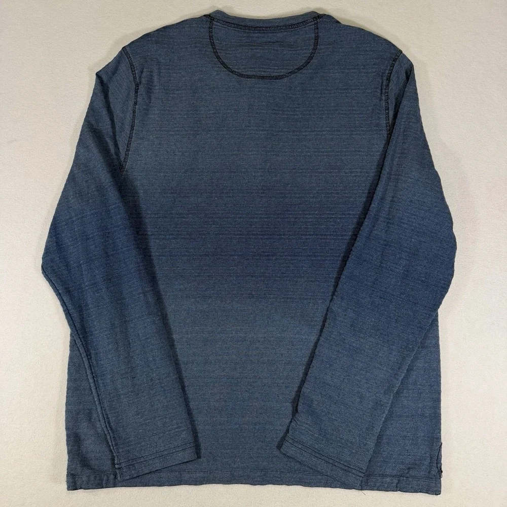Carbon 2 Cobalt Blue Ombré Long Sleeve Slub Henley Mens Large Long Sleeve - Picture 3 of 5